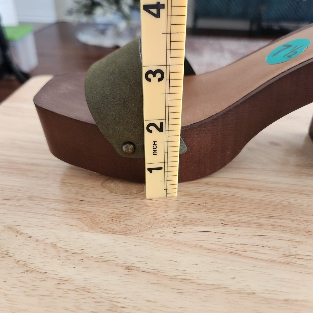 Madden Girl G Dean Platform Wood Block Heel Sandals Olive Green Size 7.5 - Picture 7 of 11